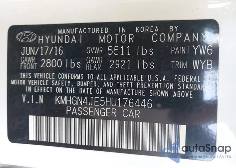 2017 Genesis G80 3.8 z USA, uszkodzony, nr VIN KMHGN4JE5HU176446